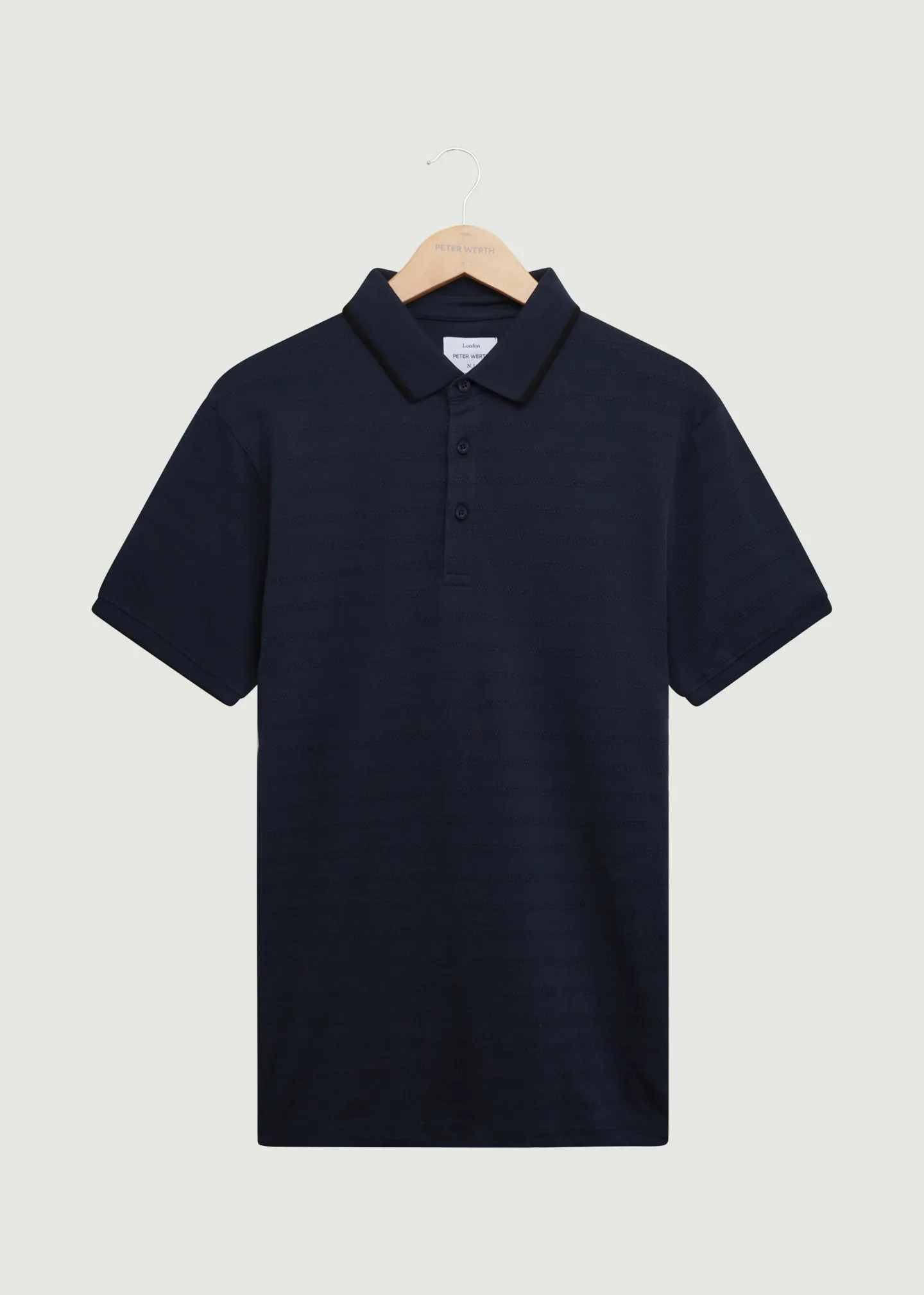 Mens Classic Henry Polo Shirt - Dark Navy Cotton Blend