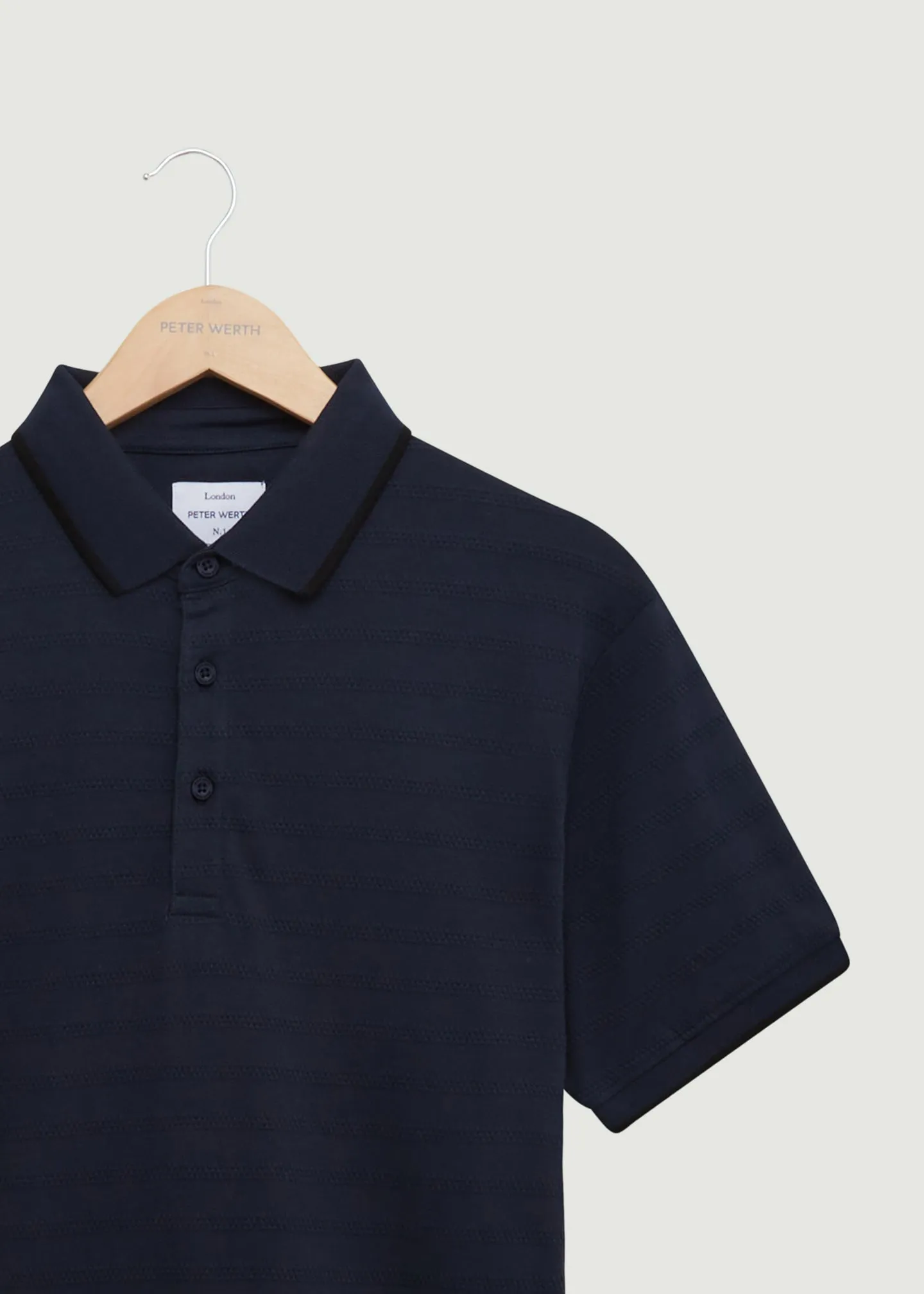 Mens Classic Henry Polo Shirt - Dark Navy Cotton Blend