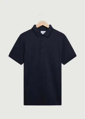 Mens Classic Henry Polo Shirt - Dark Navy Cotton Blend