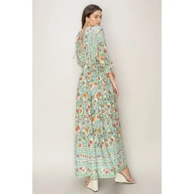 Jade Floral Print Maxi Dress