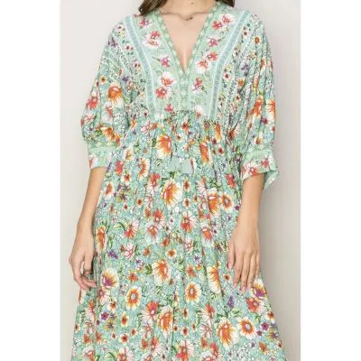 Jade Floral Print Maxi Dress