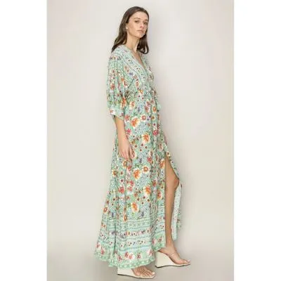 Jade Floral Print Maxi Dress