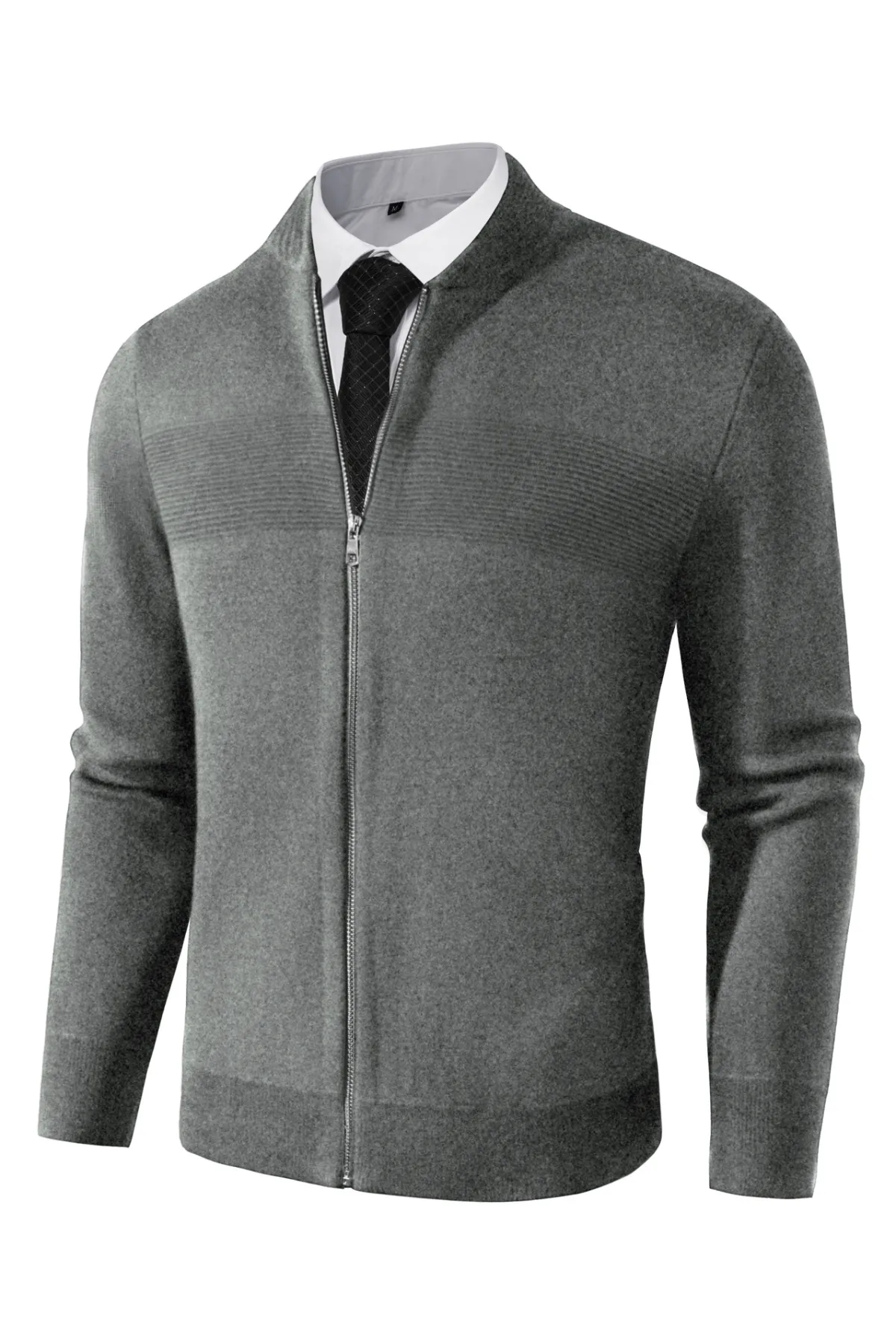 Men's Full Zip Up Sweater Casual Stand Collar Cardigan Lightweight Knit Jacket