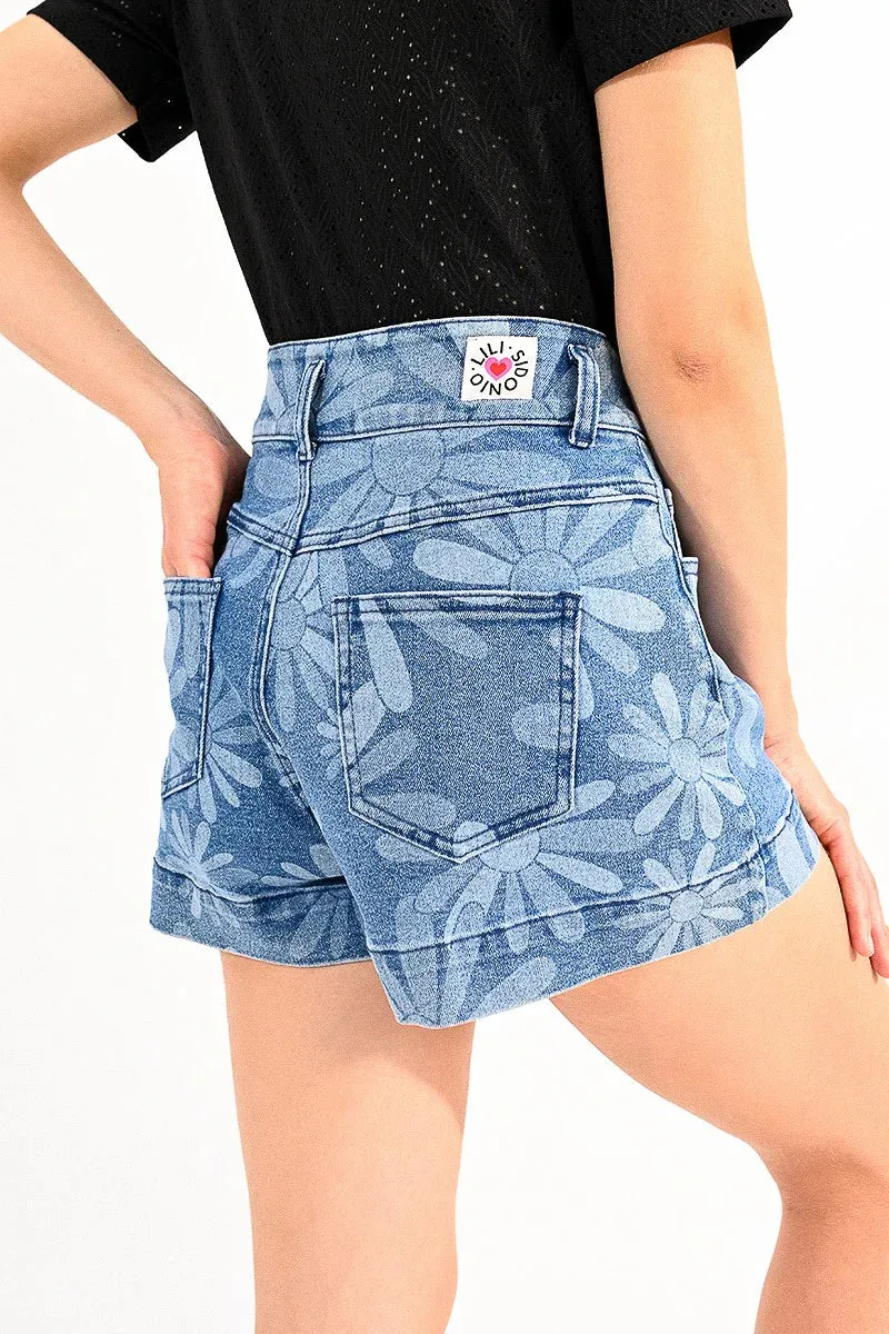 Molly Bracken: Flower Shorts - Denim Blue