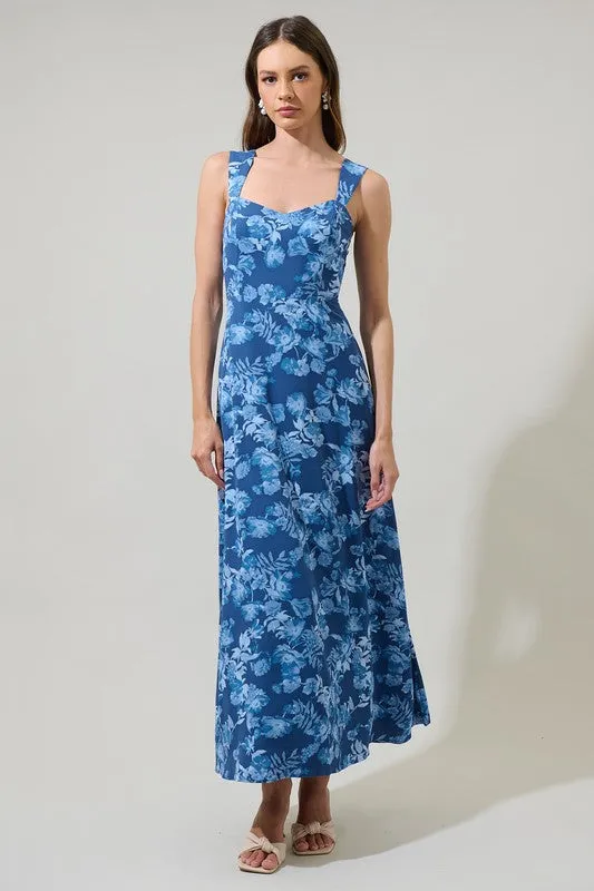 **Elegant Nantucket Floral Maxi Dress with Adjustable Straps and Flowy Skirt**