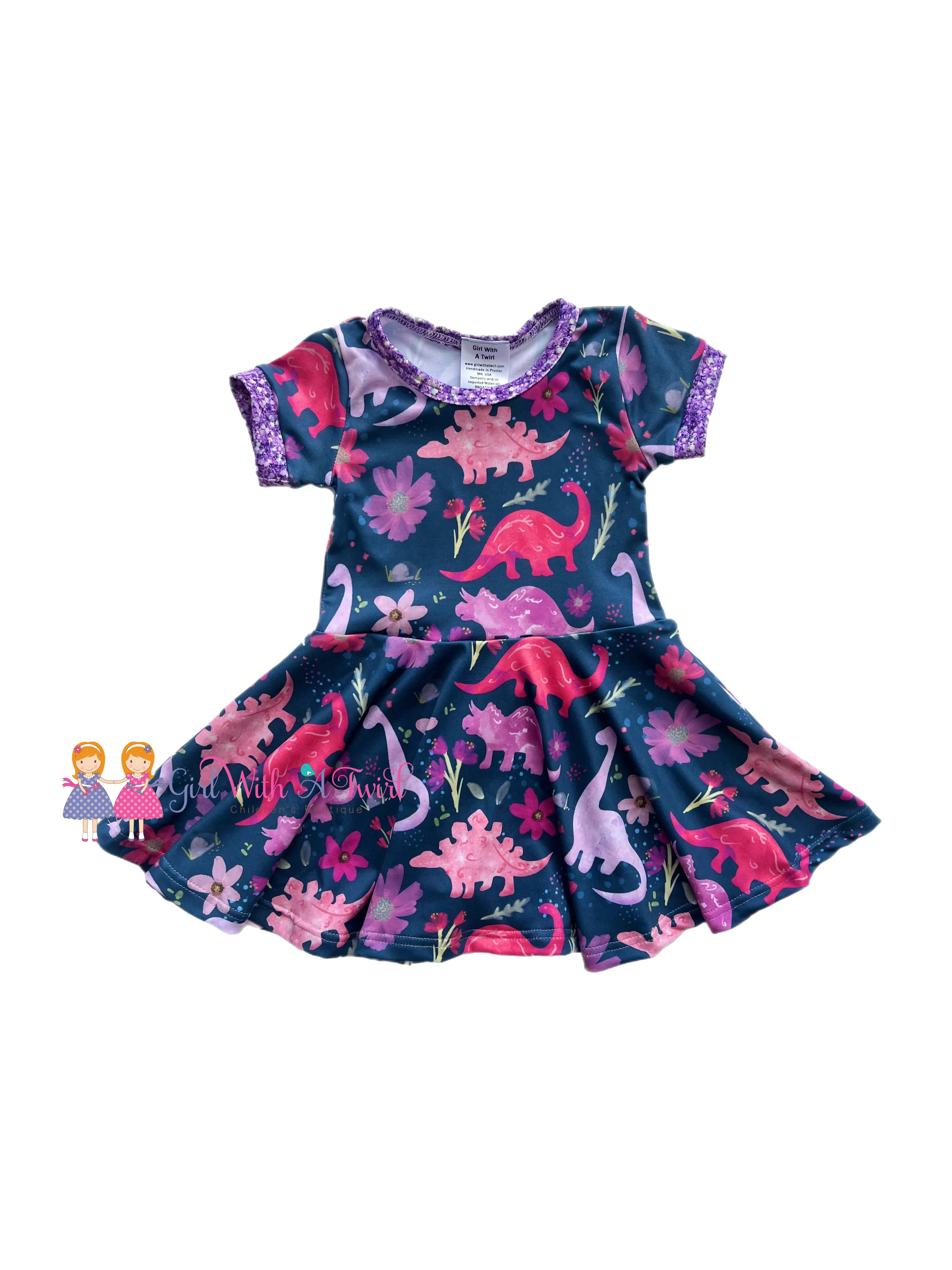 Navy Dinosaur Twirl Dress