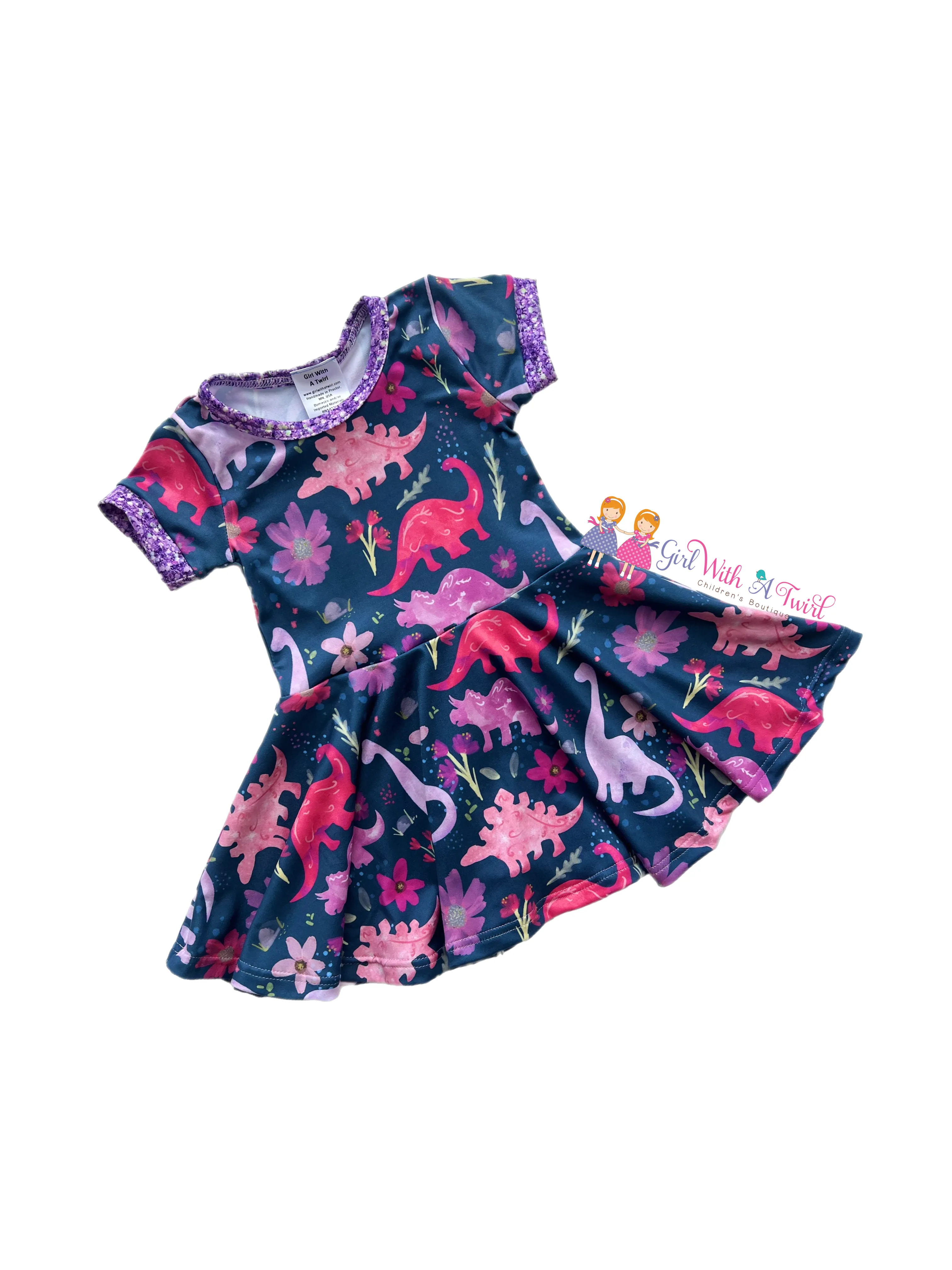 Navy Dinosaur Twirl Dress