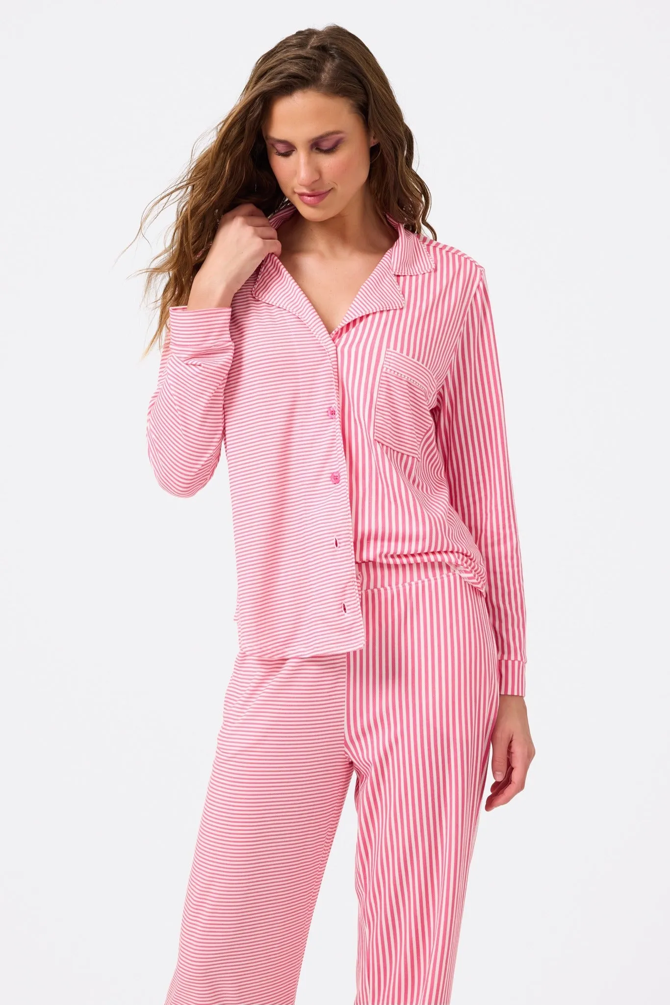 Pajama Set in Barbie Girl Pink Stripe