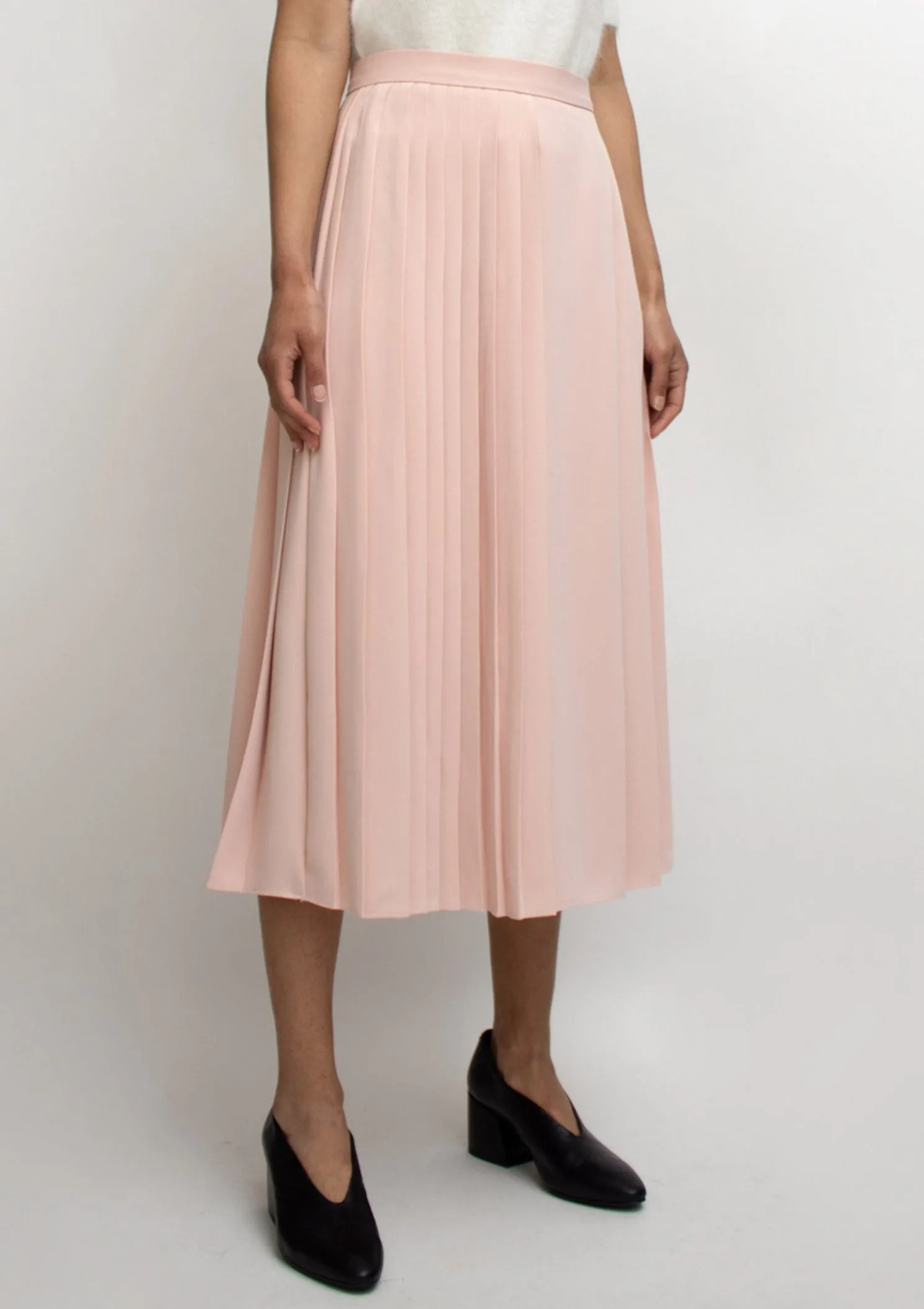 Pink Pleats Midi Skirt