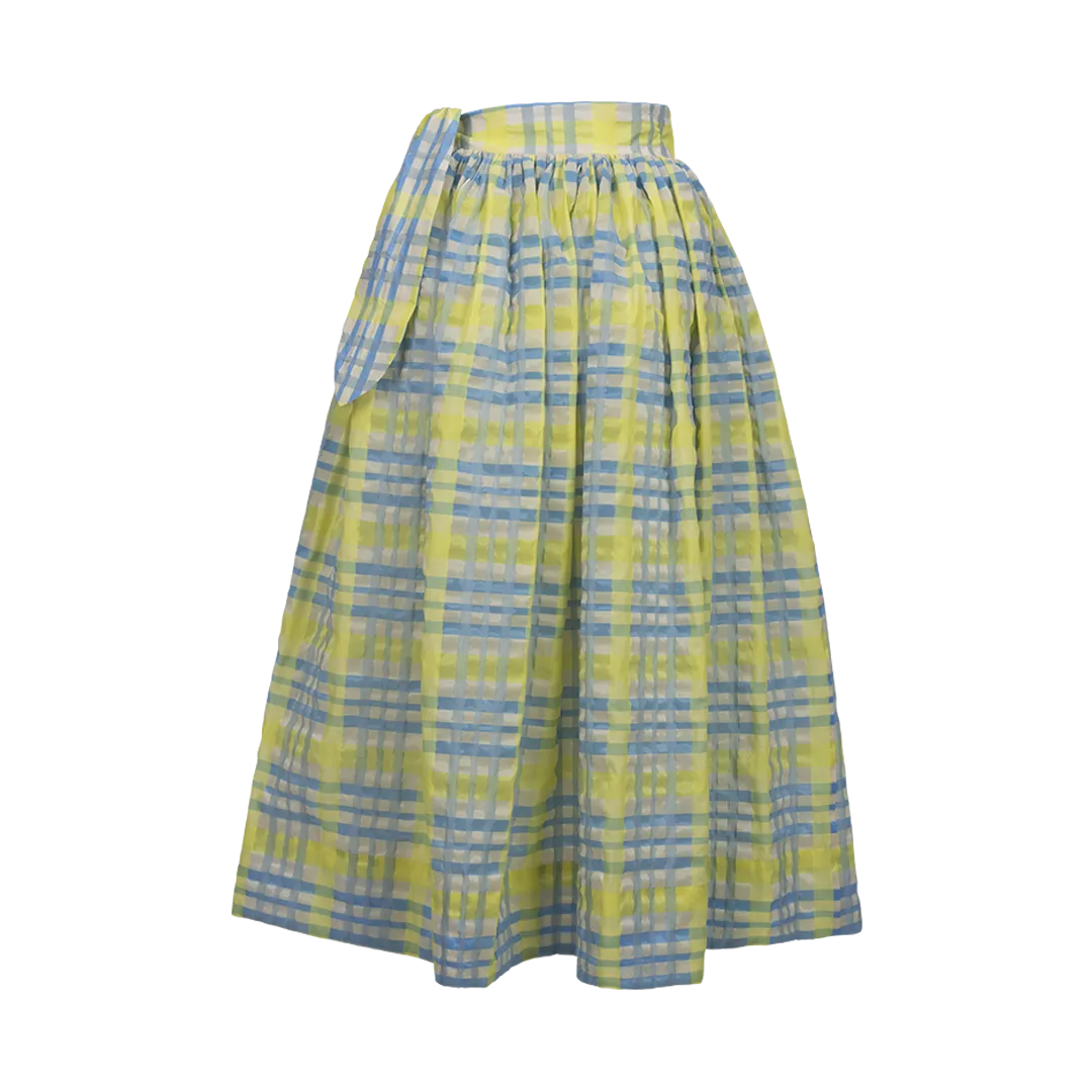 Plaid A-Line Midi Skirt