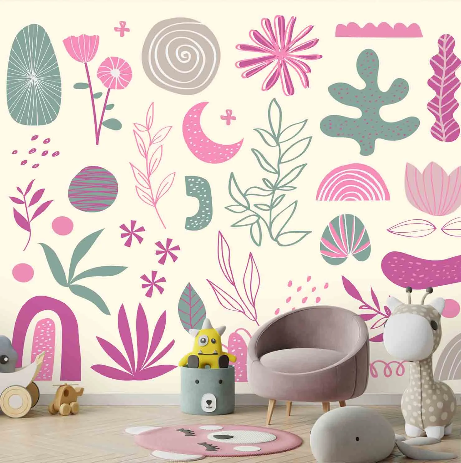 Pretty Sea Plants Theme Wallpaper for Young Kids Rooms, Customised