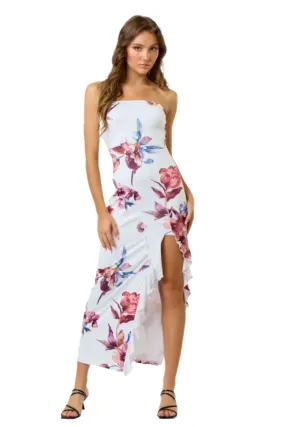 Queen Night Satin Floral Print Maxi Dress