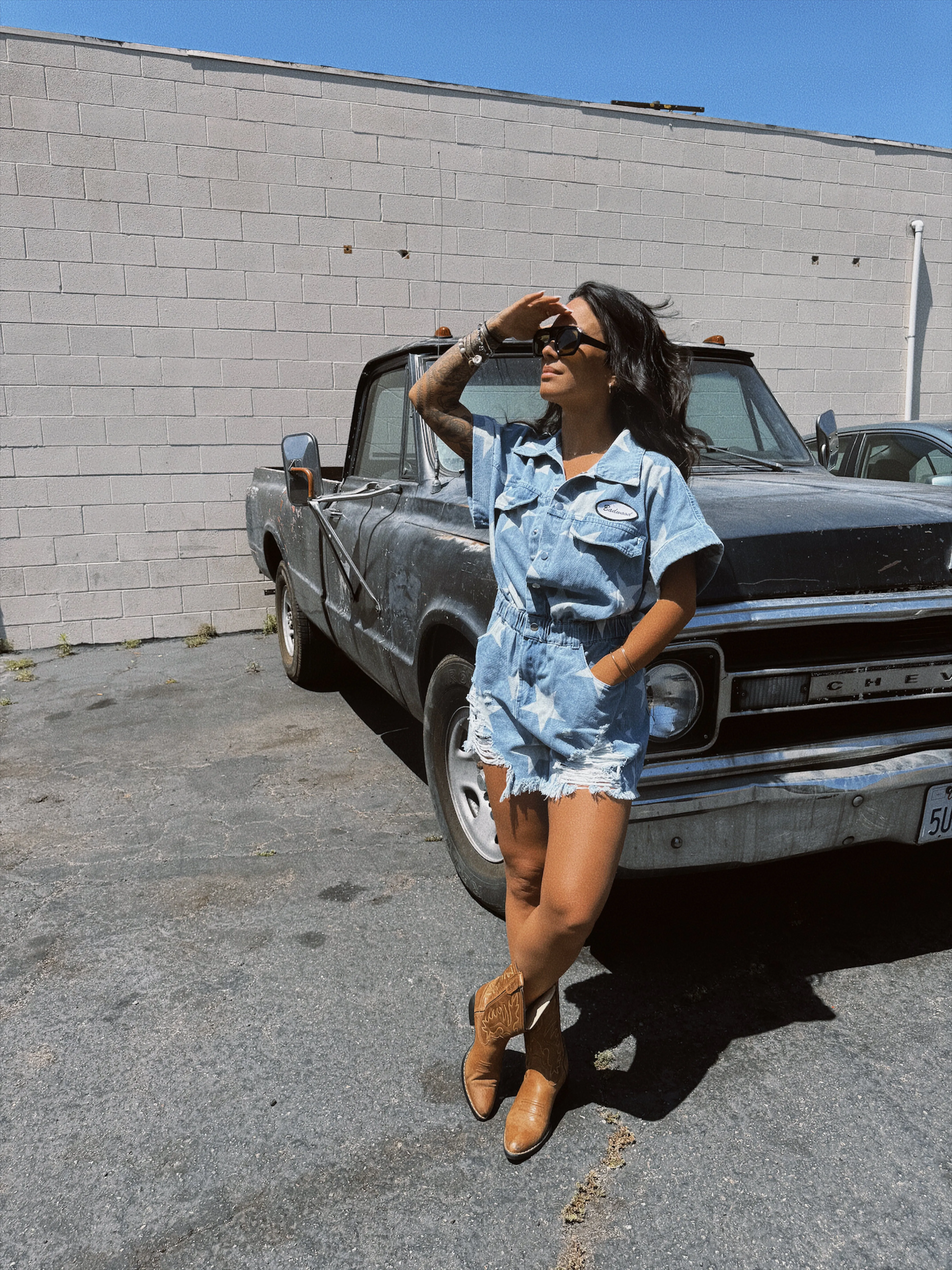 "AMERICAN DENIM" SHORT OVERALLS