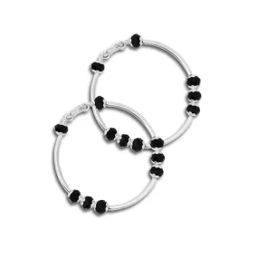 Silver Black Beads Kada for Baby