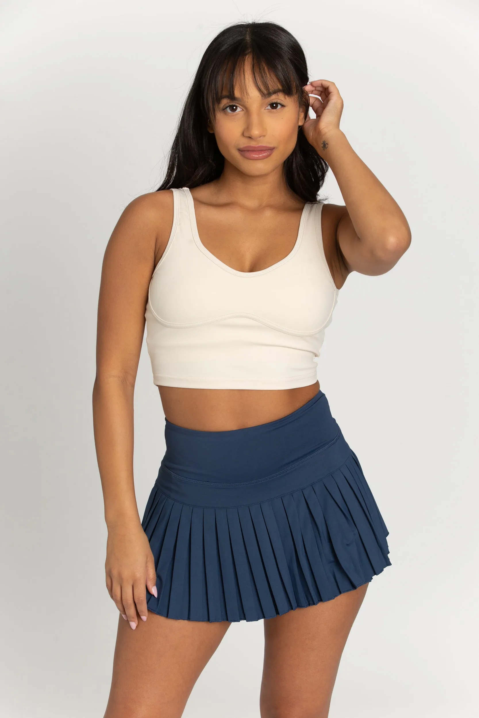 Stone Navy Pleated Tennis Skirt