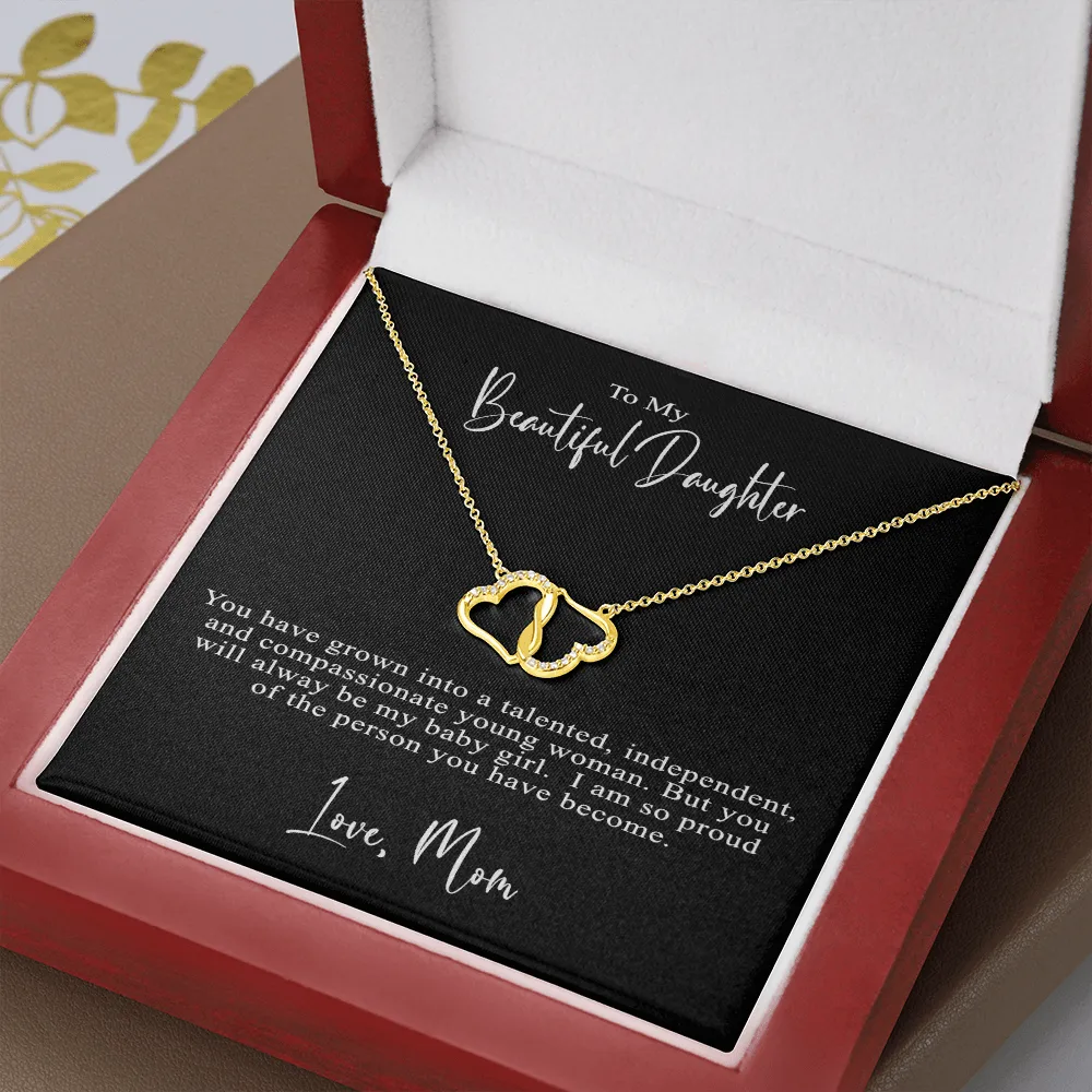 To My Beautiful Daughter, Love Mom | Gold Miminalist Necklace