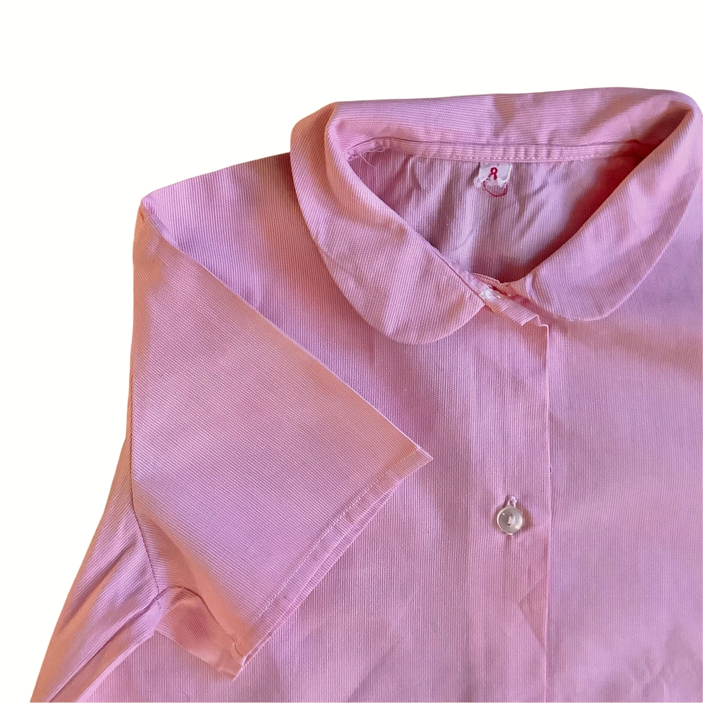 Vintage 1960s Pink Peter-Pan Collar Shirt   8-10Y